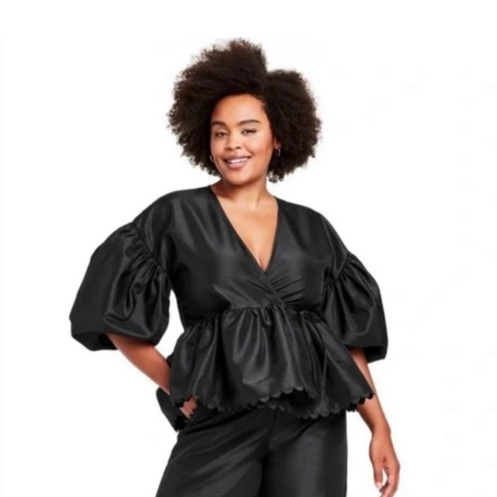 NWT Kika Vargas for Target black wrap blouse